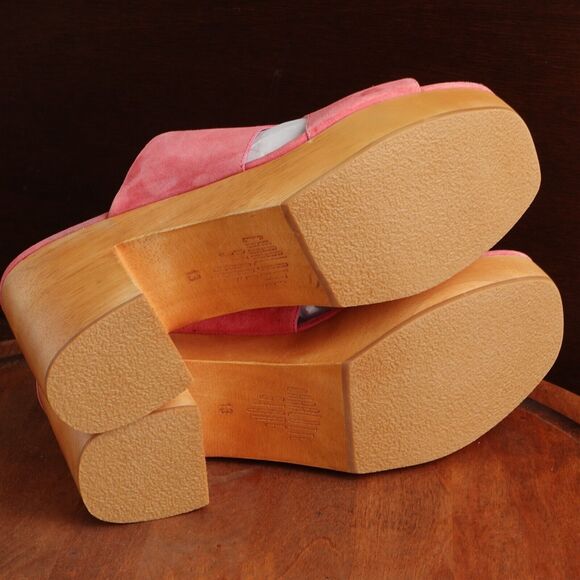 Charlotte Stone Pink Sandals with Wooden Platform - Picture 8 of 16